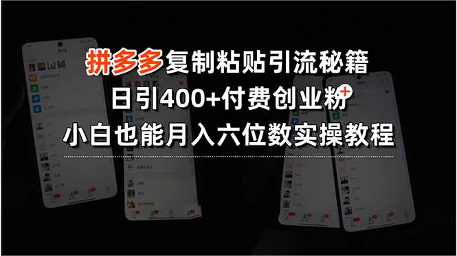拼多多复制粘贴引流秘籍,日引400+付费创业粉,小白也能月入六位数实操… 2e5f0382f47e30c.jpg